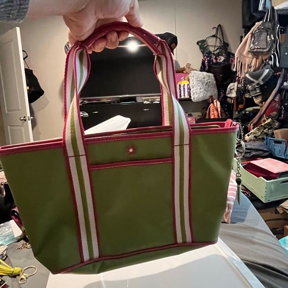 Sonora Handbags - Green and Pink Striped Tote